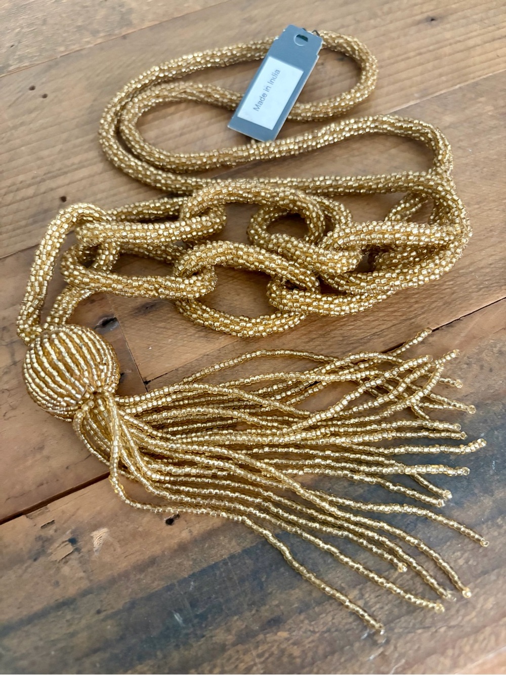 R.J. Graziano Gold Beaded Tassel Necklace